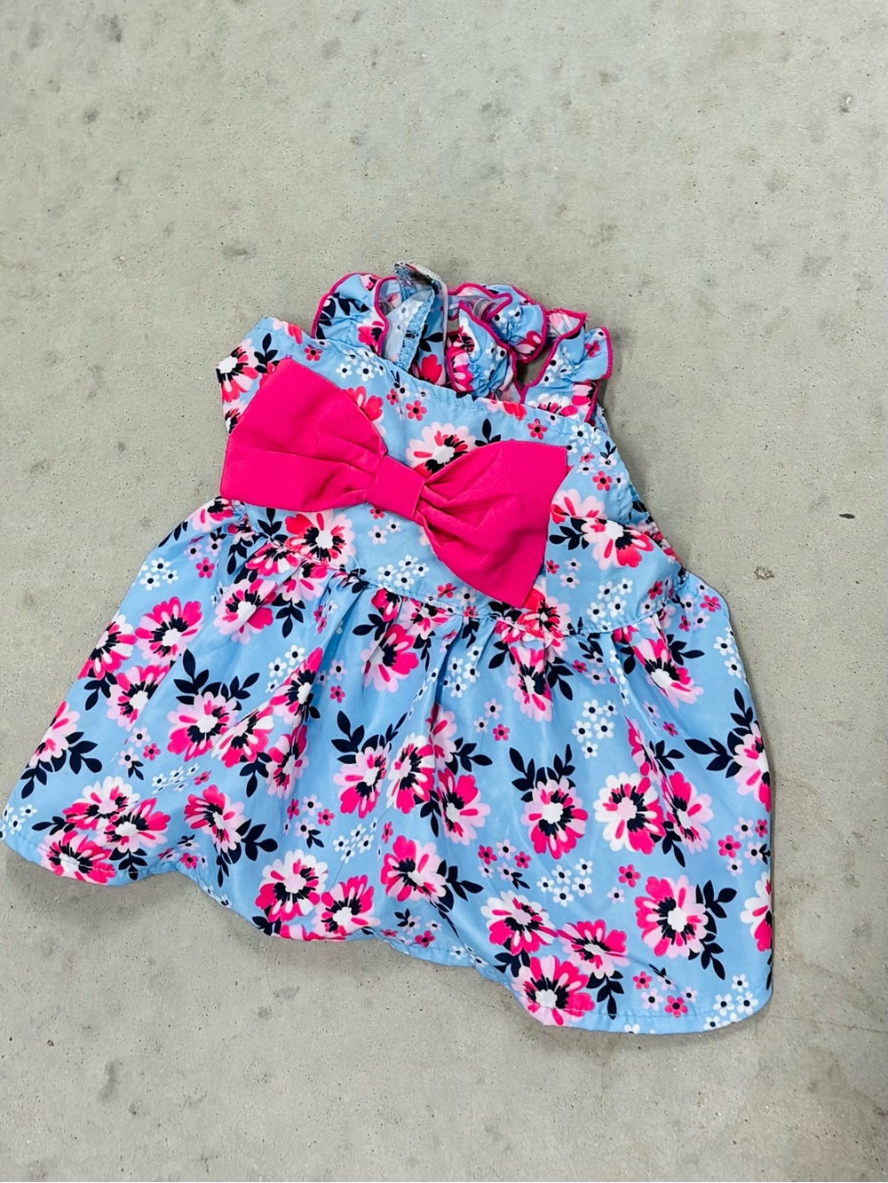 Dog Floral Sundress with Hot Pink Bow